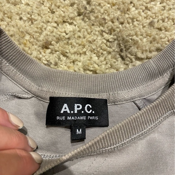 A.P.C. Women’s Taupe Pullover Cotten Sweatshirt Size M Loungewear Athleisure - Picture 4 of 7